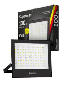 Прожектор светодиодный 100Вт, IP65 6500К, 10000 Лм черный SPR Supermax КОСМОС