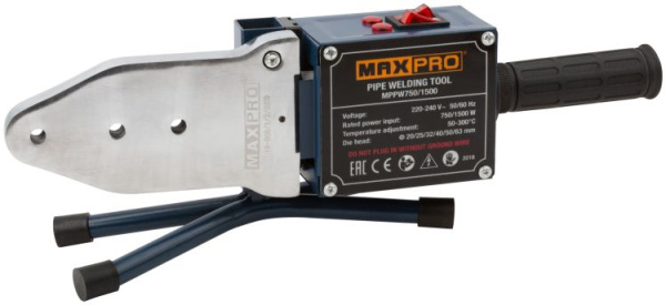 Аппарат сварочный MAX PRO для пластиковых труб 750/1500 Вт 50-300 С,6 насадок, диаметры 20/25/32/40/