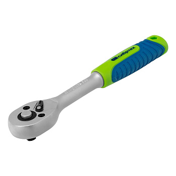 Ключ-трещотка 1/4", 45 зубьев, с быстрым сбросом, матовый хром Сибртех