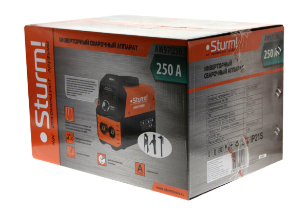 AW97I250 Сварочный инвертор Sturm!, 250А, ПВ 60%, 170-250В, HotStart/AntiStick/ArcForce