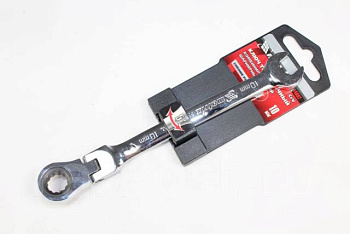 Ключ 10*10мм комбинированный трещоточный CrV, шарнирный, зерк.хром// Matrix
