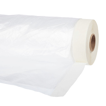 Пленка защитная 1,1*25м с клейкой малярной лентой, прозрачная, HDPE, рулон , толщина 8мкм